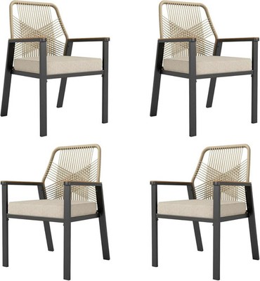 4x Stuhl Rattanstuhl Sessel Rattansessel Wiener Geflecht Gartenstuhl Poly Rattan