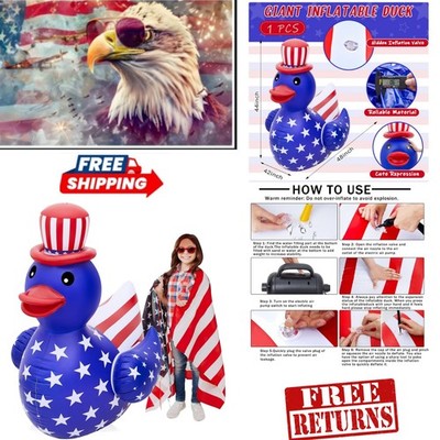 Giant 4 ft Patriotic Duck Pool Float - Fun for Independence Day Celebrations