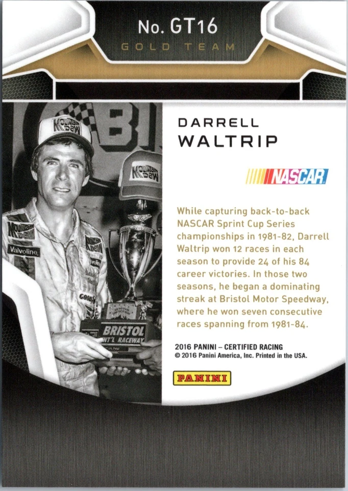 2016 Certified Darrell Waltrip 77/99 Gold Team Retail Ex. Orange Foil #GT16 L👀k - Image 2 of 2
