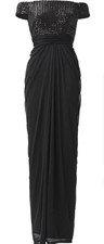 Adrianna Papell Womens Sequin Off The Shoulder Gown, Black, NWOT, Size 6