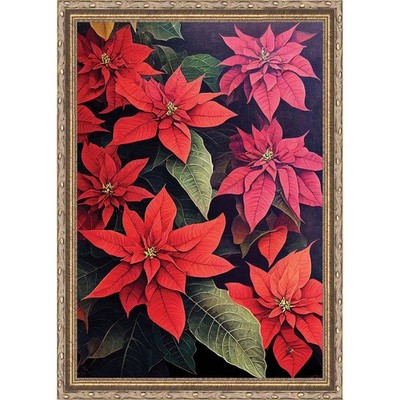 Sunrays Creations Needlearts A Bevy of Festive Poinsettias Chart & Fabric