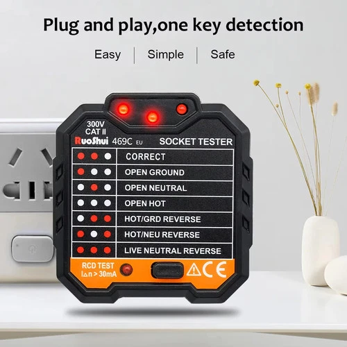 Professional Outlet Tester Breaker Finder 250V AC RCD Safety Check Electrician