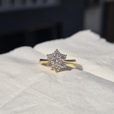 1 TCW Round Lab Grown Diamond Floral Cluster Engagement Ring- Certified 14k Gold