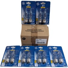 GE Light Bulbs 40 Watts Clear Bent Tip Medium Base Decorative Case Of 12 Bulbs