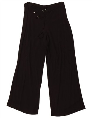 Marks & Spencer Damen Hose weites Bein UK 14 Large W32 L29 schwarz Viskose E016