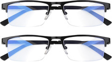 Blue Light Blocking Glasses, Lightweight Metal Half Frame Computer Reading/Gamin