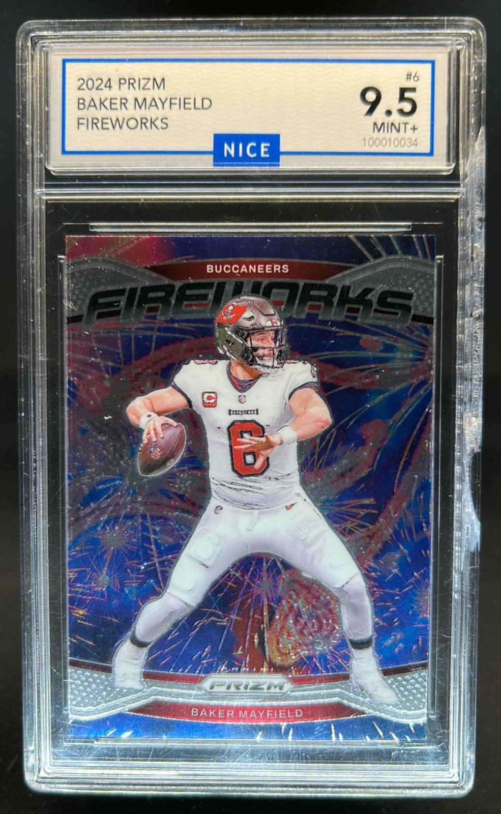 2024 Panini Prizm Baker Mayfield Fireworks #6 Buccaneers NICE 9.5
