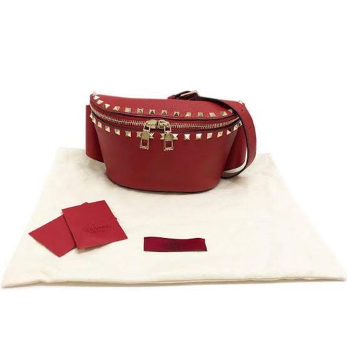 VALENTINO GARAVANI Women Rockstud Crossbody Bag Leather Red Gold from japan