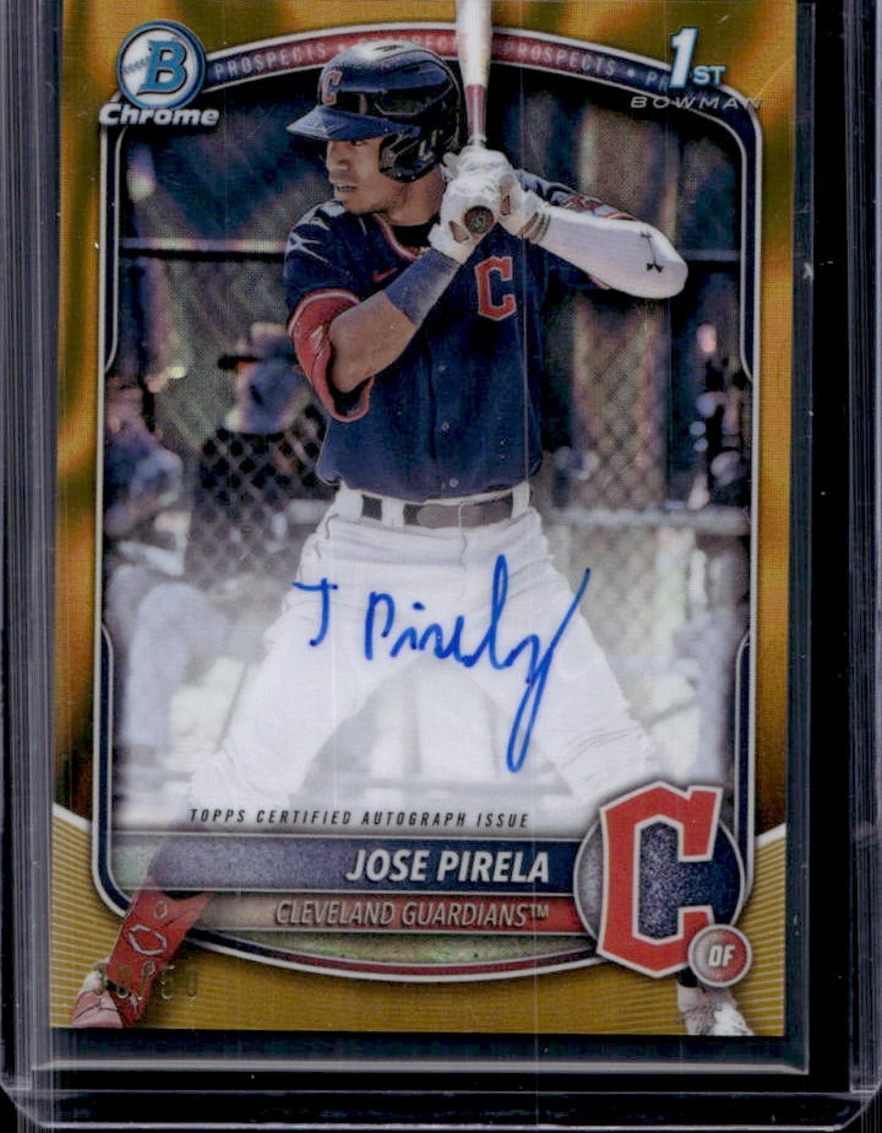 2025 Bowman Jose Pirela Chrome Auto Gold Lava Refractor 1st #30/50