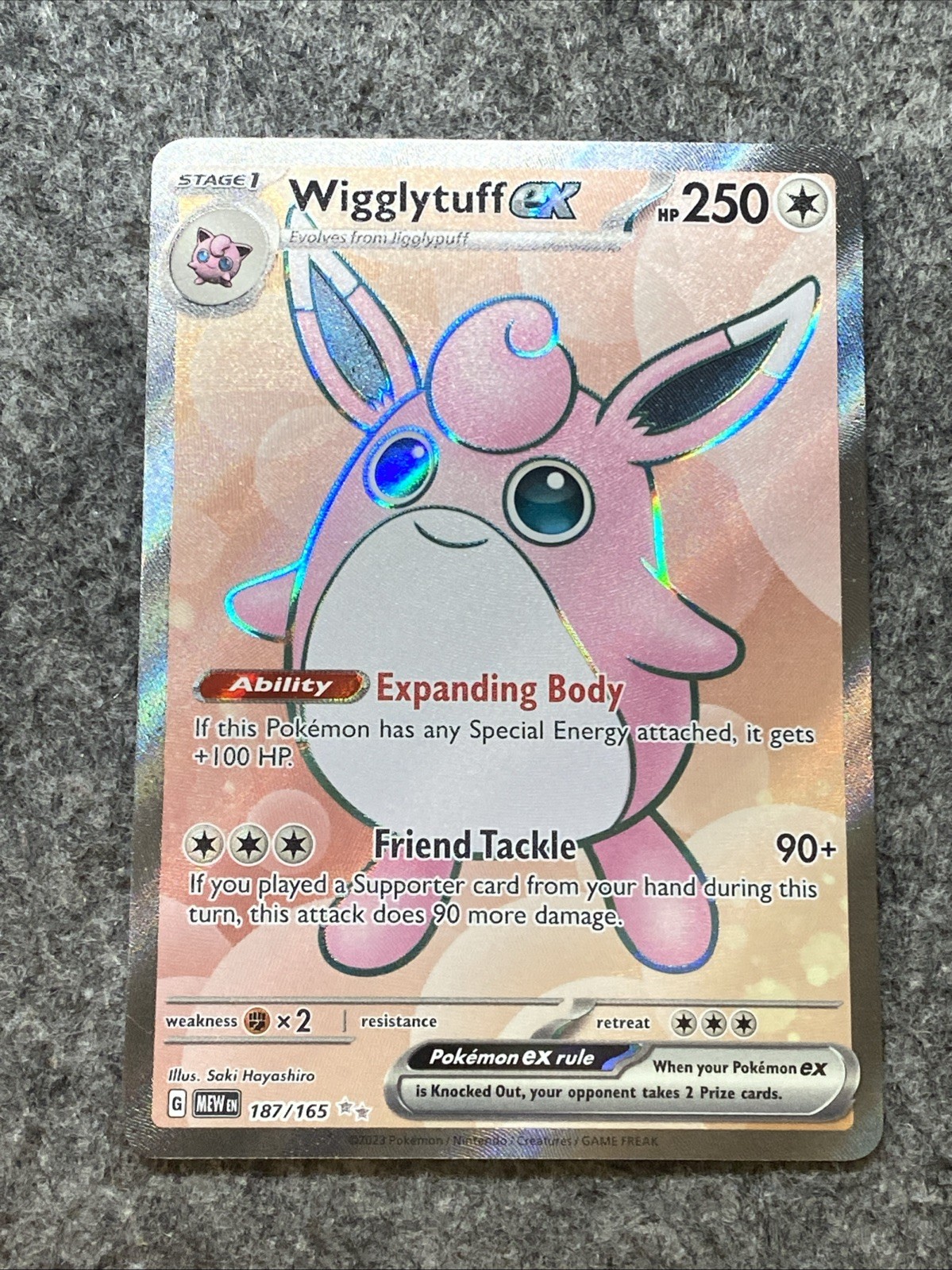 Pokemon Wigglytuff ex 187/165 - Scarlet Violet 151 Ultra Rare MINT - Centered