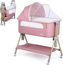 Baby Bassinet Bedside Sleeper Crib Pink Porta...