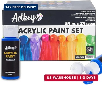 Artkey Acrylic Paint Set, 24 Colors 2 oz/59 ml Acrylic Paint Kit for Professiona