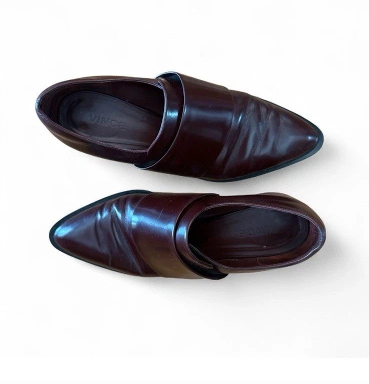 Vince. Tacón Oxford Granate Talla 9.5 41 Cuero Hecho en Italia Foto 4 de 4