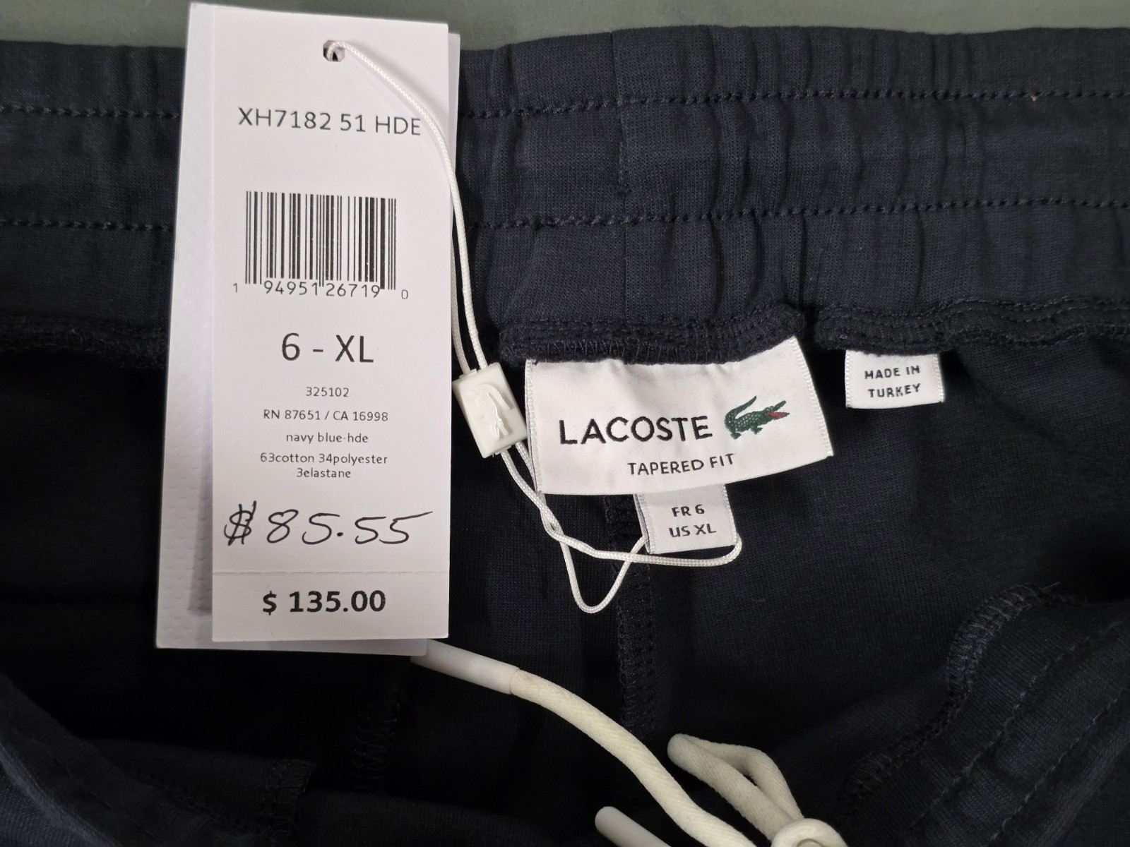 LACOSTE Unisex Sweatpants Navy Blue - XH7182 51 hde  size 6 - XL - NEW thumbnail 9