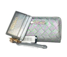 Bebe Iridescent Quilted Wallet  Card Holder Set With Gold Accents 213