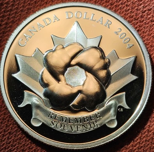 2004 Canada Silver Dollar .9999 Poppy Remember Souvenir