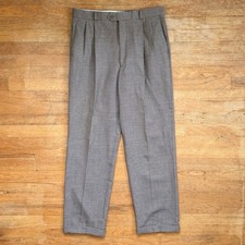 Vintage Mens Double Pleated Houndstooth Pants Size 34x32 90s Wool Trousers Cla