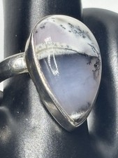 Natural Dendritic Opal Gemstone Ring 925 Sterling Silver Handmade Ring Size 8