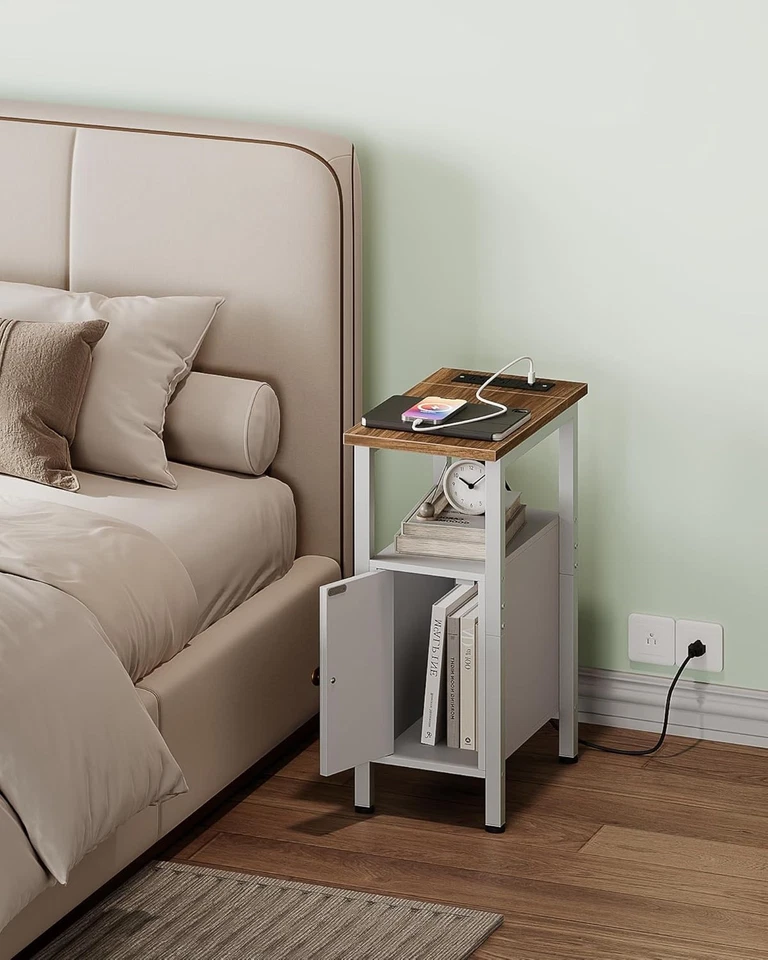 Farmhouse End Table, Narrow Side Table for Small Spaces, Slim Nightstand with... - Image 3 of 4