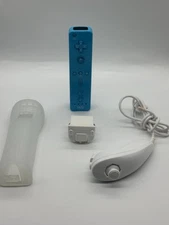 Blue OEM Nintendo Wii U / Wii Blue Controller Remote + Wii Motion Plus Adapter