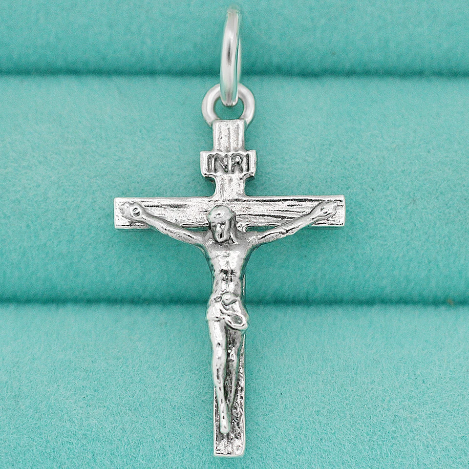 925 Sterling Silber Jesus Kruzifix Kreuz Katholisch Anhänger Charm Geist Erlöser
