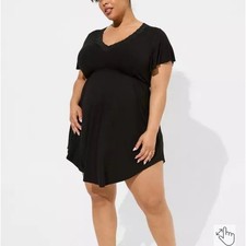 Torrid Black Lace Trim Short Sleeve Top