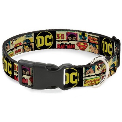 Plastic Clip Collar Vintage DC Comics Superhero and Logos Collage Bl (US IMPORT)