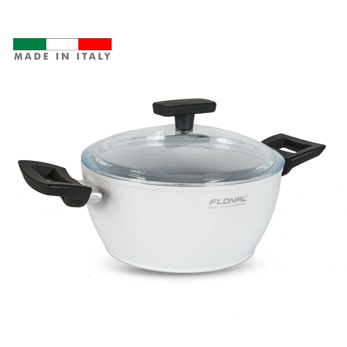3.2 qt Flonal White Stockpot Non-Stick Cooking Pot Forged Aluminum Pot PFOA-Free