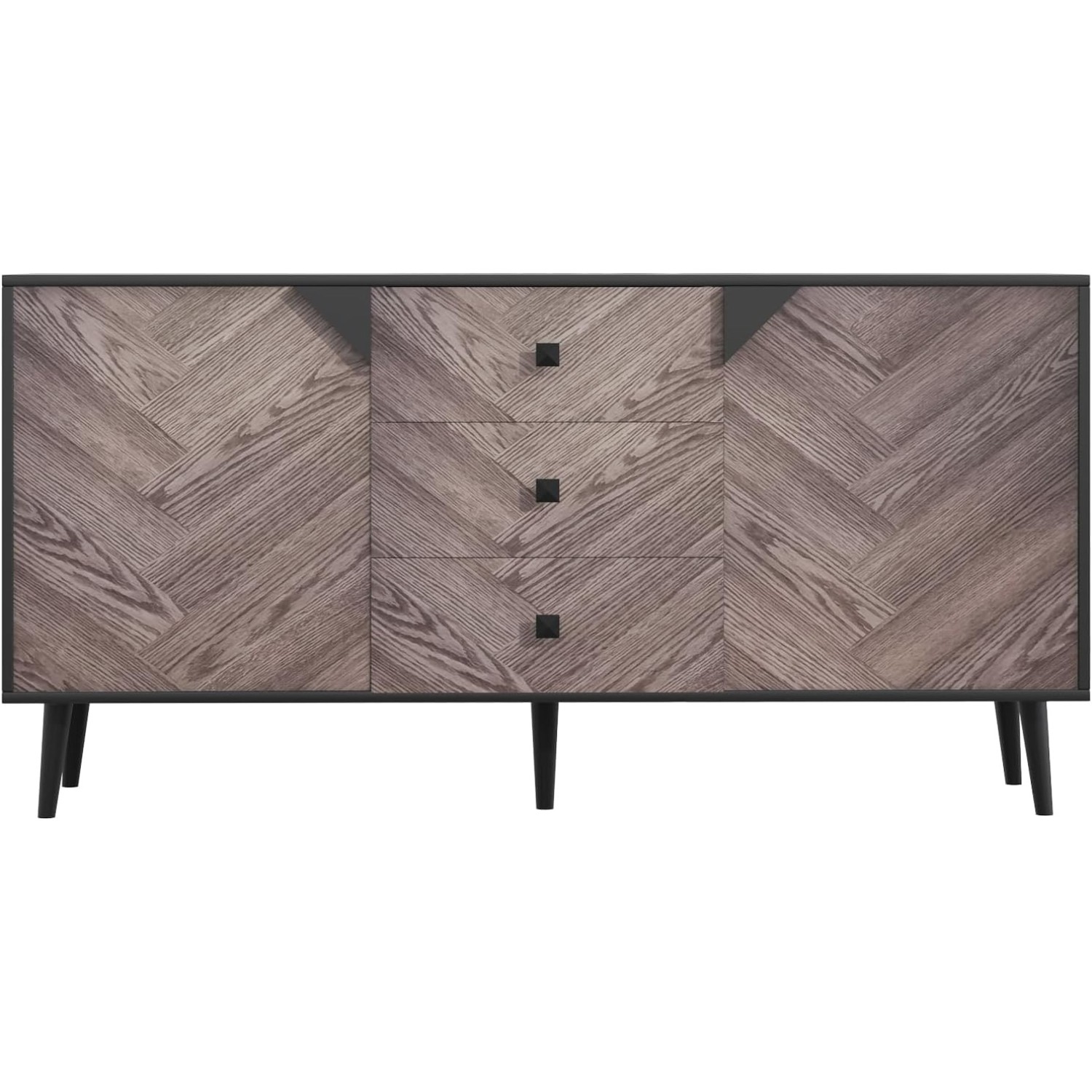 Sideboard Cabinet 55 in with Doors & Drawers, Grey Wood Buffet for Dining Room