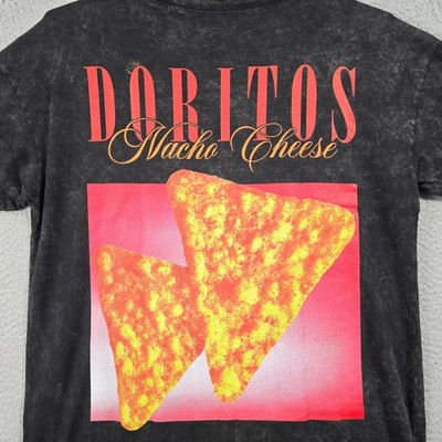 DORITOS Chips Shirt Mens Extra Large XL Black Red Nacho Cheese Bleach Effect NWT
