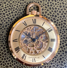 1977 Caravelle Skeletonized 17 Jewels Pocket Watch Runs