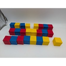 Tupperware Alphabet Blocks Red Blue Yellow Hinged Folding Plastic ABC Set