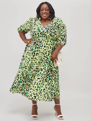 lime green animal print dress Leopard Print Lime Green and Navy Blue Plus Size Womens Summer Dress Short Sleeveless Adjustable Spaghettis Strap Backless V Neck Mesh Club Dresses refajos para debajo de Los Vestidos XXL at Amazon