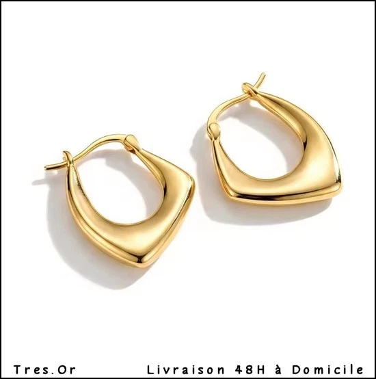 PLAQUÉ OR 18K CREOLES BOUCLES OREILLES 4 CM ACIER