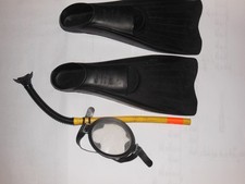 SWIM FINNS SIZE 11-12 AND FACE MASK  10.00