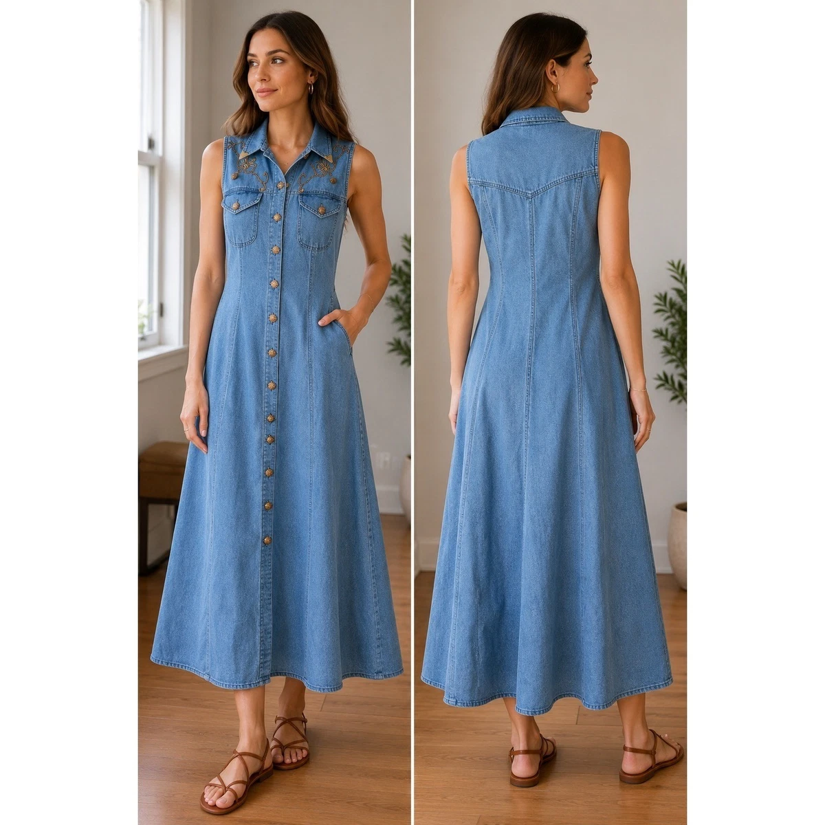 Denim 1990s Vintage Dresses for Women for sale