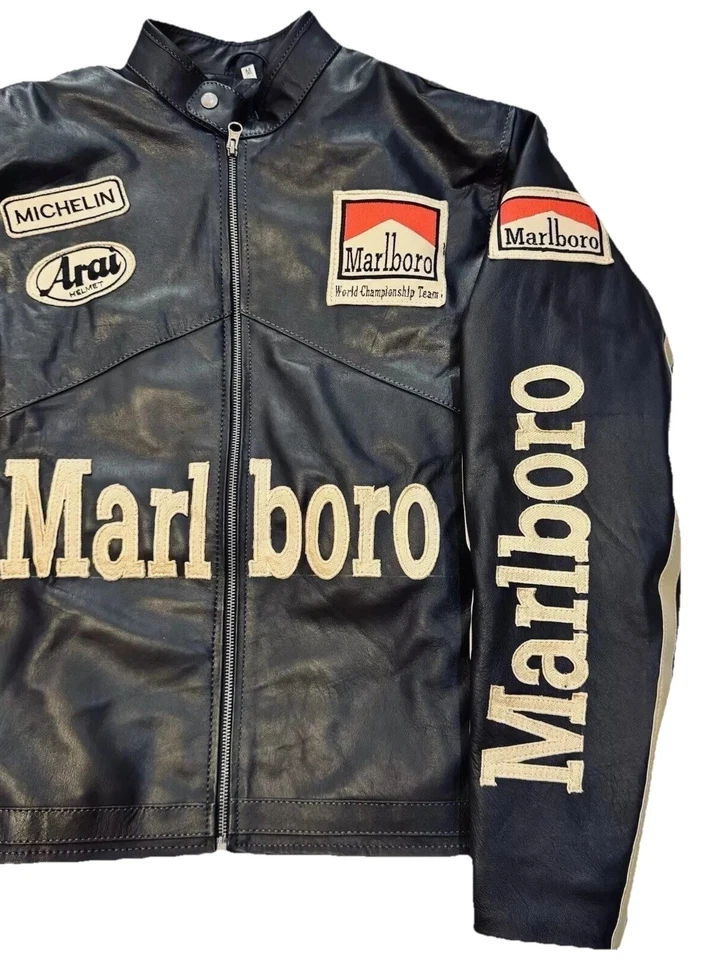 Black MotoGP Black F1 Championship Genuine Leather Motorcycle Riding Jacket - Image 3 of 4