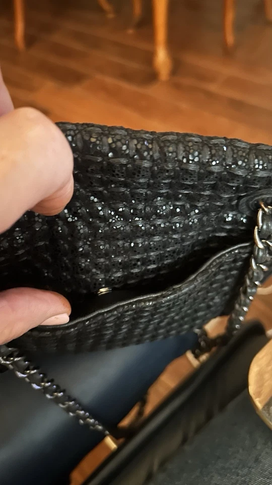 Rare Vintage Tory Burch Black Leather Sparkle Shoulder/Crossbody Bag - Image 3 of 4