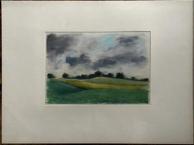 FRANZ EHMKE * 1928-2018 GDR PAINTER PASTEL OATS AND RYE NEAR LÜBARS SIGNED