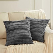 2 Packs Decorative Throw Pillow Covers 18x18 18" x 18" Pack of 2 Dark Grey