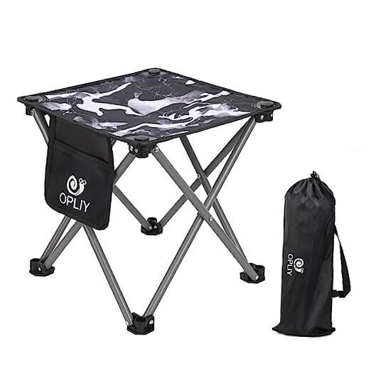 Portable 13.5 Inch Folding Camping Stool Small Compact Black Camp Chair