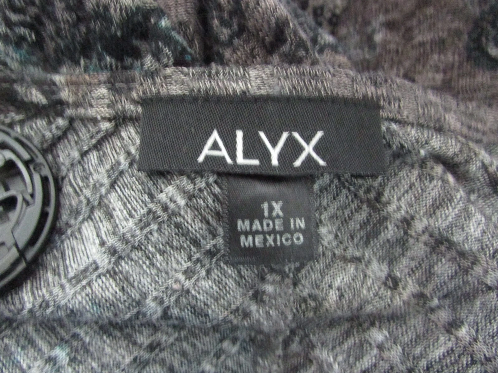 Top Paisley Alyx Taglia 1X Nero Grigio Teal Maniche 3 4 #463