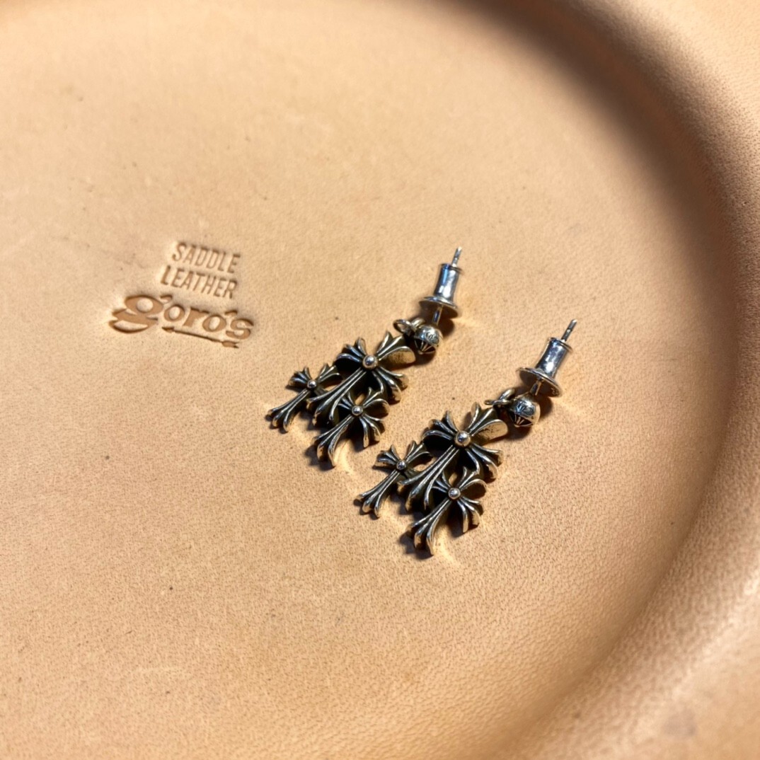 Chrome hearts sterling silver triple cross stud earrings 2pc