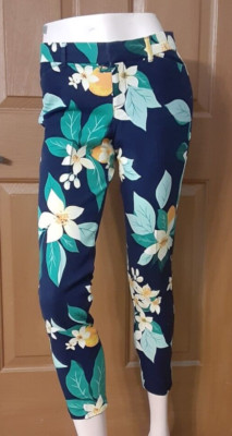 Old Navy Pixie Pants Black With Orange Blossoms Leggings Misses Size 6