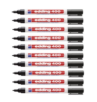 10 x edding  Permanent-Marker 400 schwarz, 1 mm Spitze