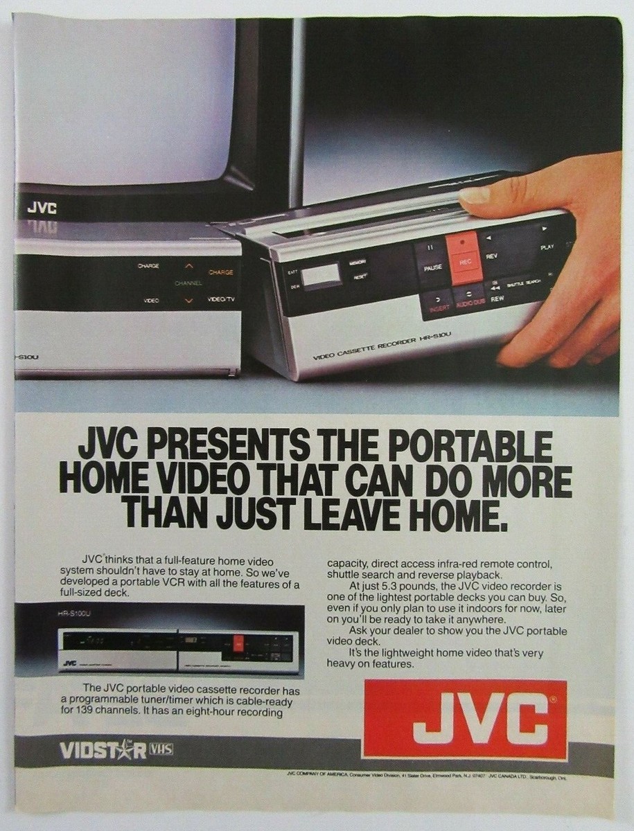 1984 JVC VIDSTAR Portable Video Cassette Recorder VCR Magazine