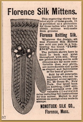 1887  Florence Silk Mittens Nonotuck Silk Print Ad