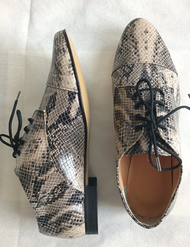 Neu SORÉ ROMA Derby Schnürer LEDER 37 PYTHON Schuhe Damen grau Derbies Halbschuh - Bild 4 von 4