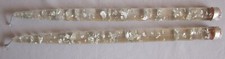 Pair MCM Vintage Lucite Candles Clear With Silver Flecks 12"