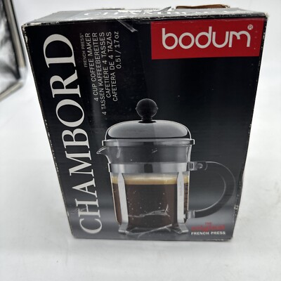 Bodum 1924 Chambord 4-Cup Chrome French Press Coffee Maker 0.5L / 17oz Open Box